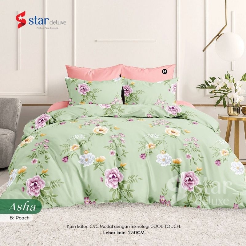 Terbaru Sprei Asha Hijau & Peach, Willow Song Sage & Ungu / Sprei Star Collection Motif Dewasa Bahan
