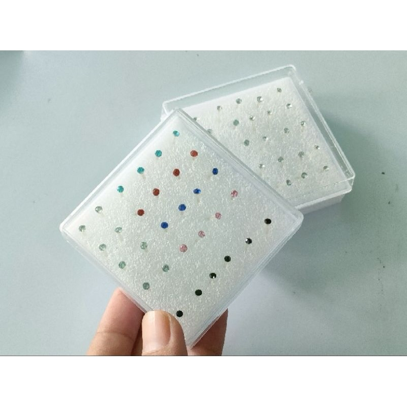 Anting plastik 1 PASANG/ Tindik permata/ giwang permata warna / anting tindik