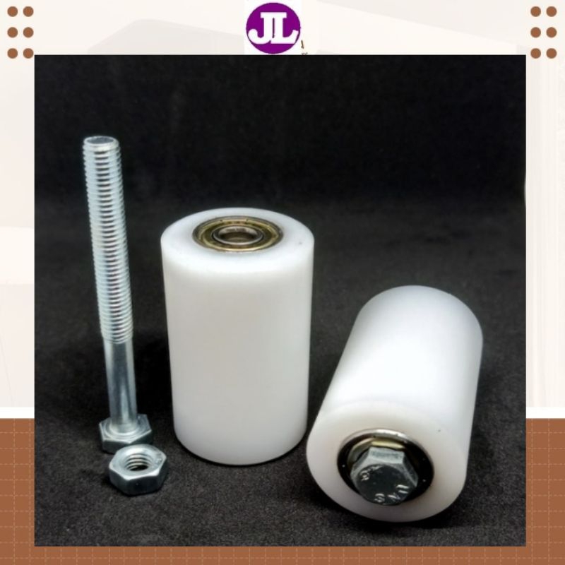 Roda Nilon Roller D. 37 mm P. 6 cm 2 (Dua) Bearing Penuntun Pintu Pagar Besi Dan Stainless Roda Nilo