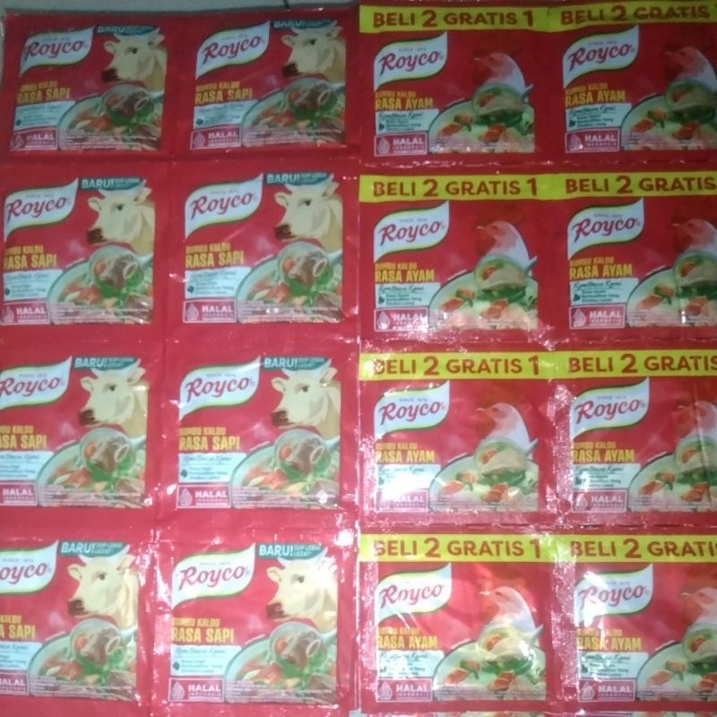 

Royco Bumbu Kaldu rasa Ayam dan Sapi 8gr isi 12pcs