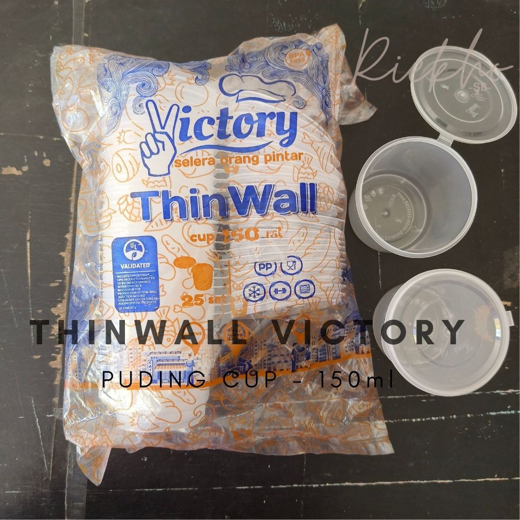 ThinWall VICTORY PUDING / JELLY CUP ukuran 150 ML isi 25 set / cup sambal / cup saos saus