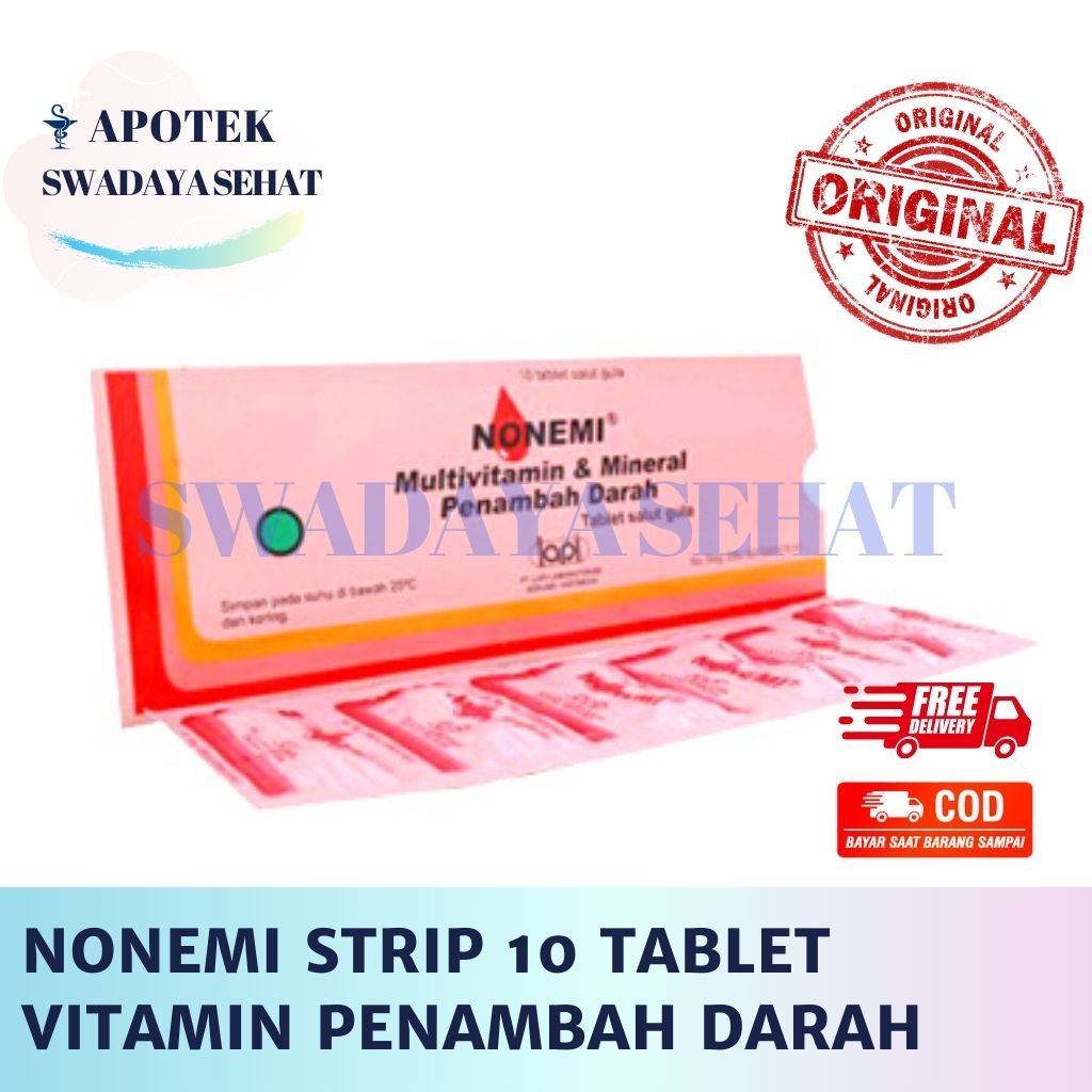 NONEMI STRIP 10 Tablet - Multivitamin Mineral Penambah Darah Aemia dan Vitamin B Kompleks