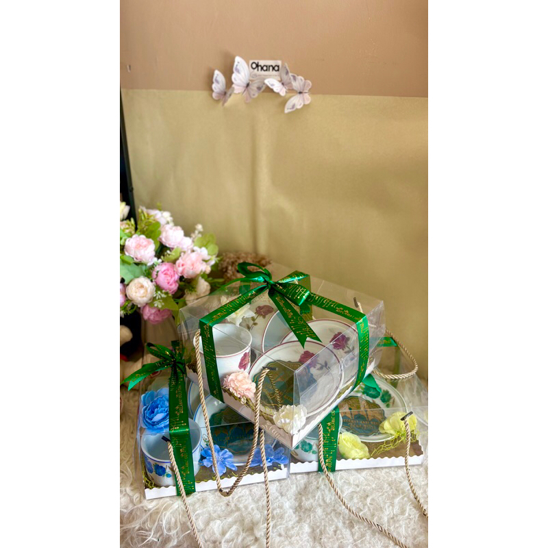 hampers lebaran set gelas box mika
