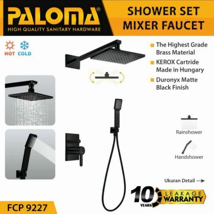 PALOMA FCP 9227 4 WAY SHOWER SET TANAM KERAN AIR PANAS DINGIN HITAM MB