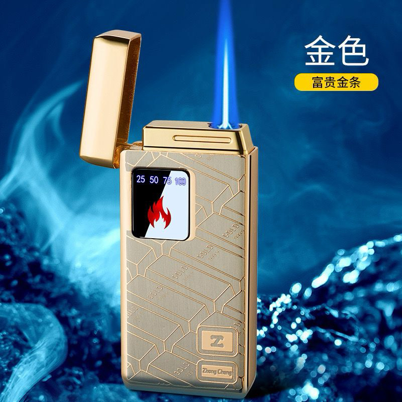 Touch sensing Metal Outdoor Windproof Electric USB Ligther Turbine Torch Blue Flame Jet Cigar Tool