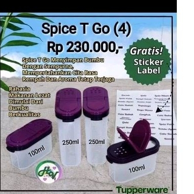 Tupperware Spice T Go 4pcs