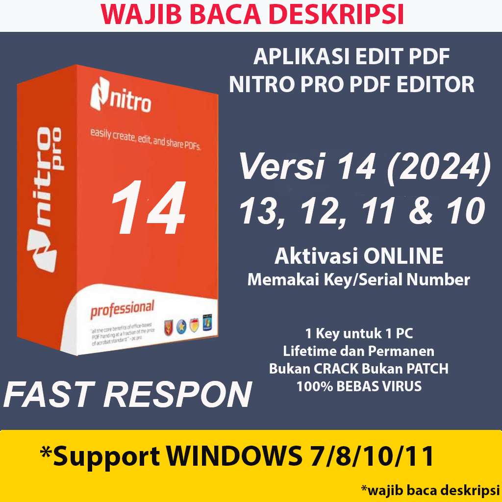 Nitro Pro PDF 14 & 13 ORIGINAL LICENSE Lifetime Permanen Win