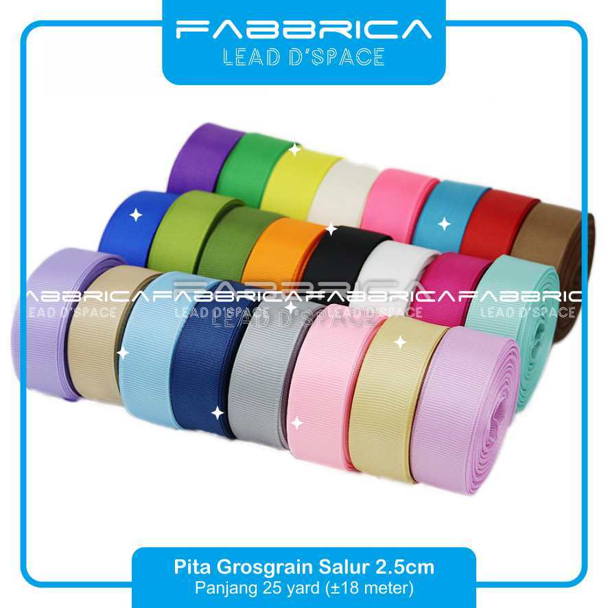 

Fabbrica - Pita Grosgrain Polos 2.5cm Roll Pita Salur Lebar 1 inch Untuk Parsel Hamper Jepit Rambut