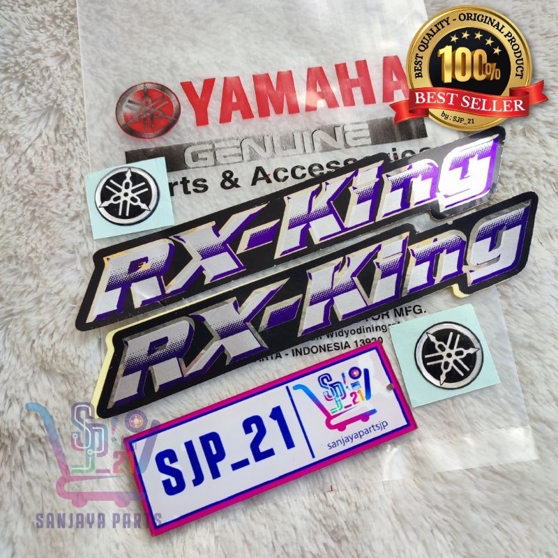 stiker emblem yamaha rx king warna ungu dan emblem silicon yamaha original
