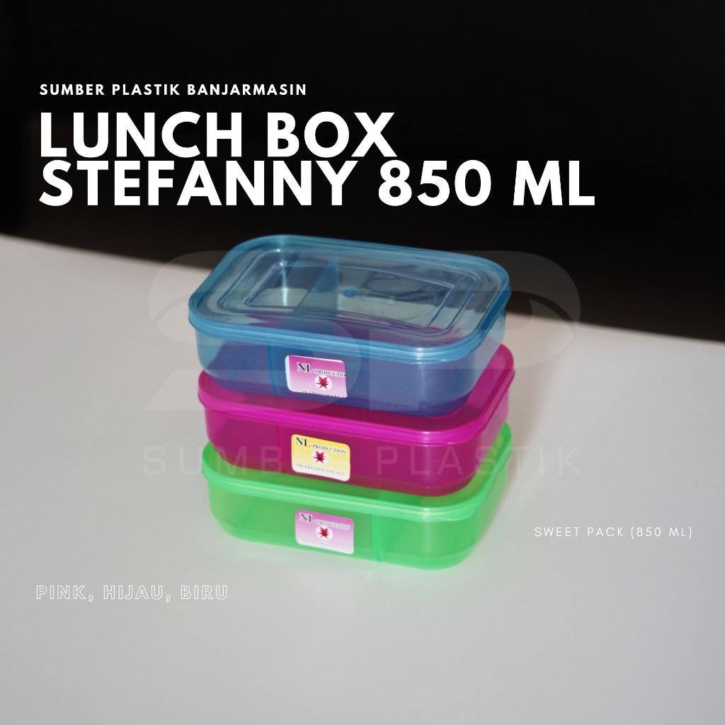 Lunch Box Stefanny Sweet Pack 850 ml Ompreng Kotak Makan Bekal Metropolyplast Plastik (Satuan)
