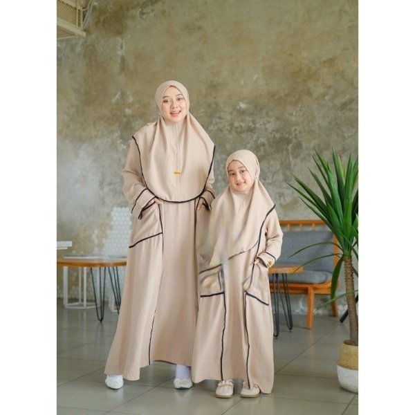 Gamis Abaya Ibu dan Anak Couple Crinkle Premium Lebaran Syari Murah Branded kekinian Mewah Casual Bagus Bigsize