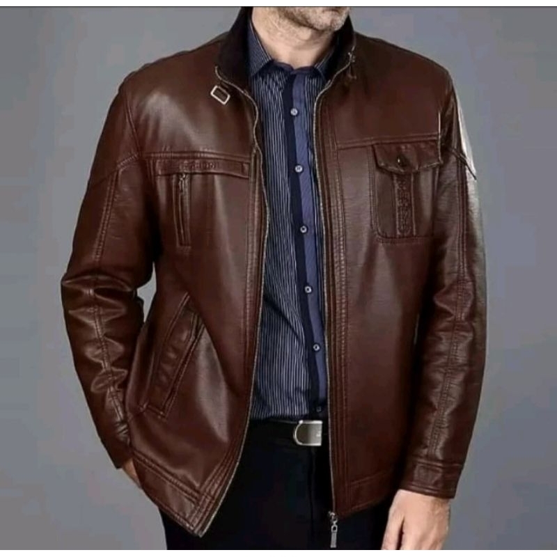 Jaket semi kulit pria pormal/jaket kulit domba Garut/jaket semi jas bisa buat kantor