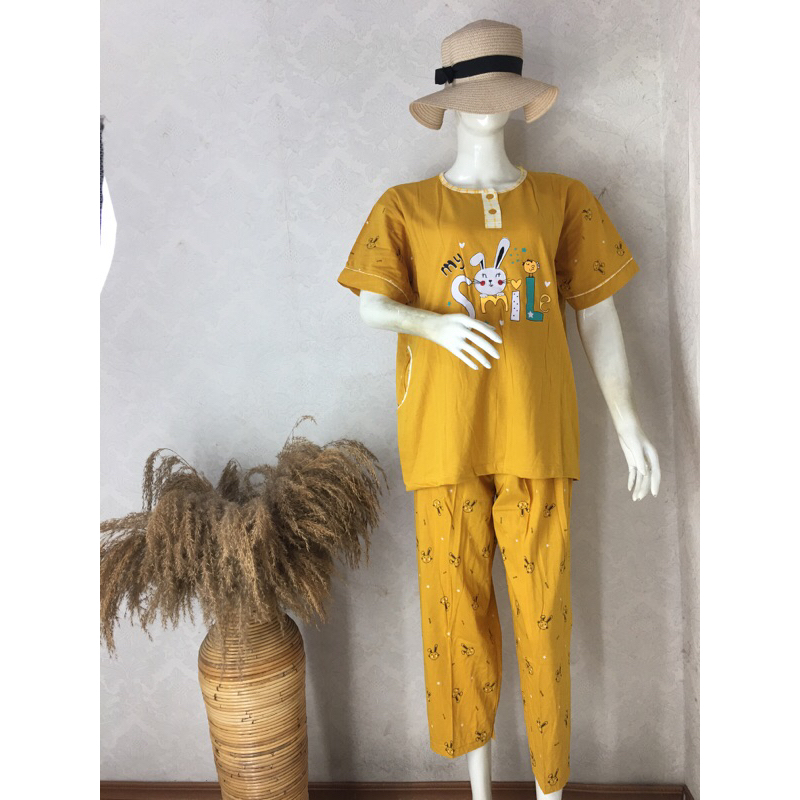 CP PP Kaos Baju Tidur Merk Tessa Ukuran Standard dan Jumbo Motif Random / Acak | Setelan Piyama Leng