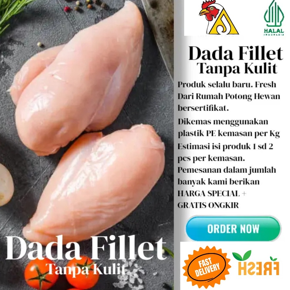 

LAE615 SALE Daging Ayam Dada Fillet Boneless Tanpa Kulit
