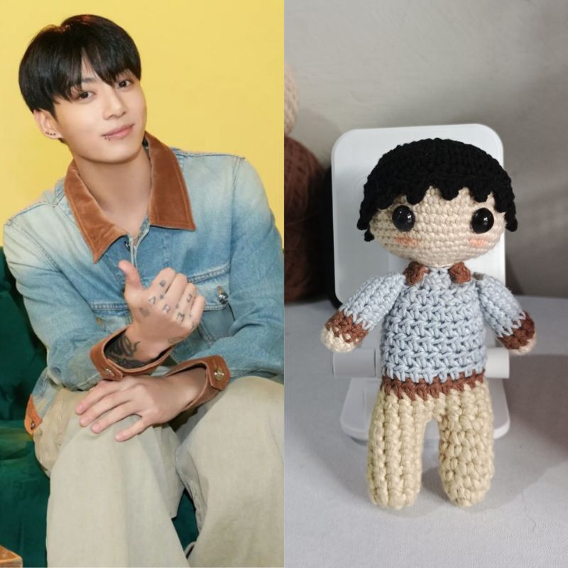 Boneka Amigurumi Boneka Rajut Jeon Jungkook BTS | Geminichi