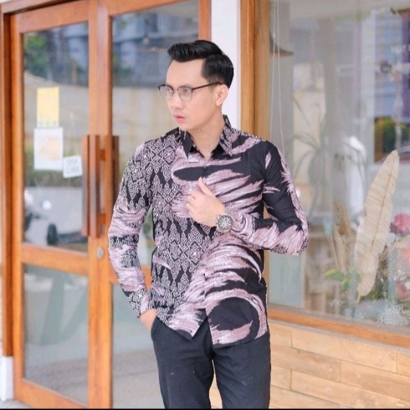 Motif Cakar Harimau Taro Lavina Batik Solo, Baju kemeja batik lapis furing yang Nyaman dengan bahan 