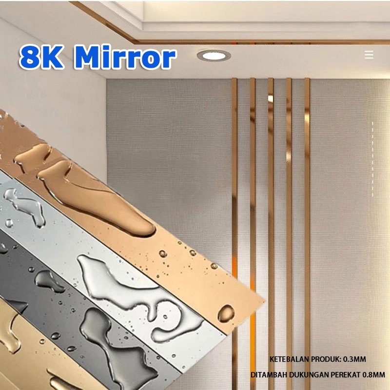 List Plat Strip Mirror/Sticker Pembatas Nat Keramik/Stiker Dekorasi Lantai Keramik/Interior/Dekorasi