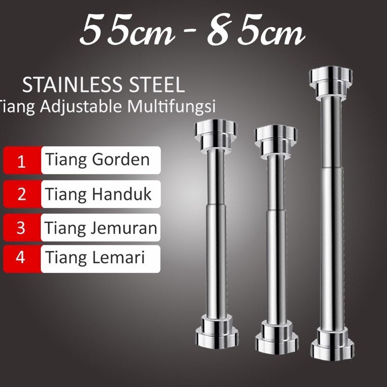 Terbaru Tiang Hordeng Fleksibel Besi Gorden Pipa Gantungan Kamar Mandi Lemari Gawang Baju Tiang gord