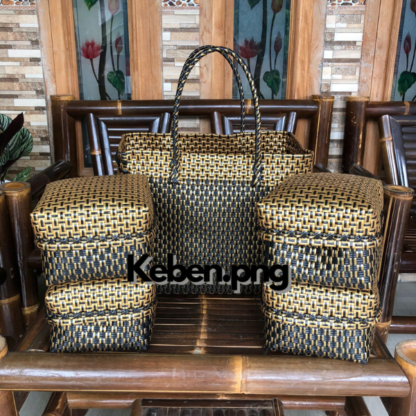 tas anyaman bali  tas anyaman keben jali premium/ Set keben isi 4 besek bambu