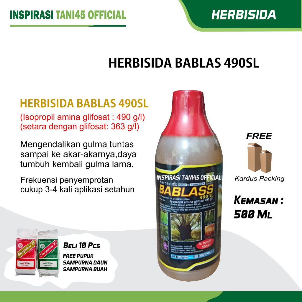 Bablas 490 SL Herbisida Sistemik Kemasan 500 ml/Obat Rumput Bablas Pengganggu Tanaman 500 ml/Bablas