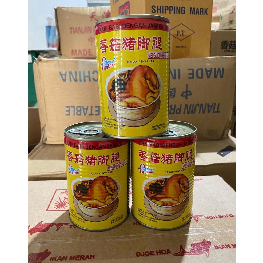 

VVO587 MURAH LEBAY Gulong Pork Leg with Mushroom Kaki Babi dalam Kaleng 397gr