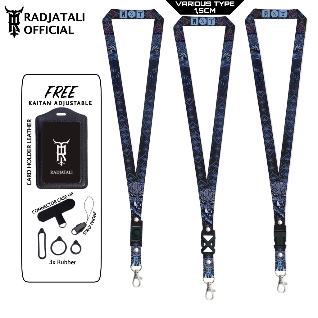 

Lanyard Radjatali 1.5cm Wolf V2 Gantungan Tali Holder ID Card - Wolf Series