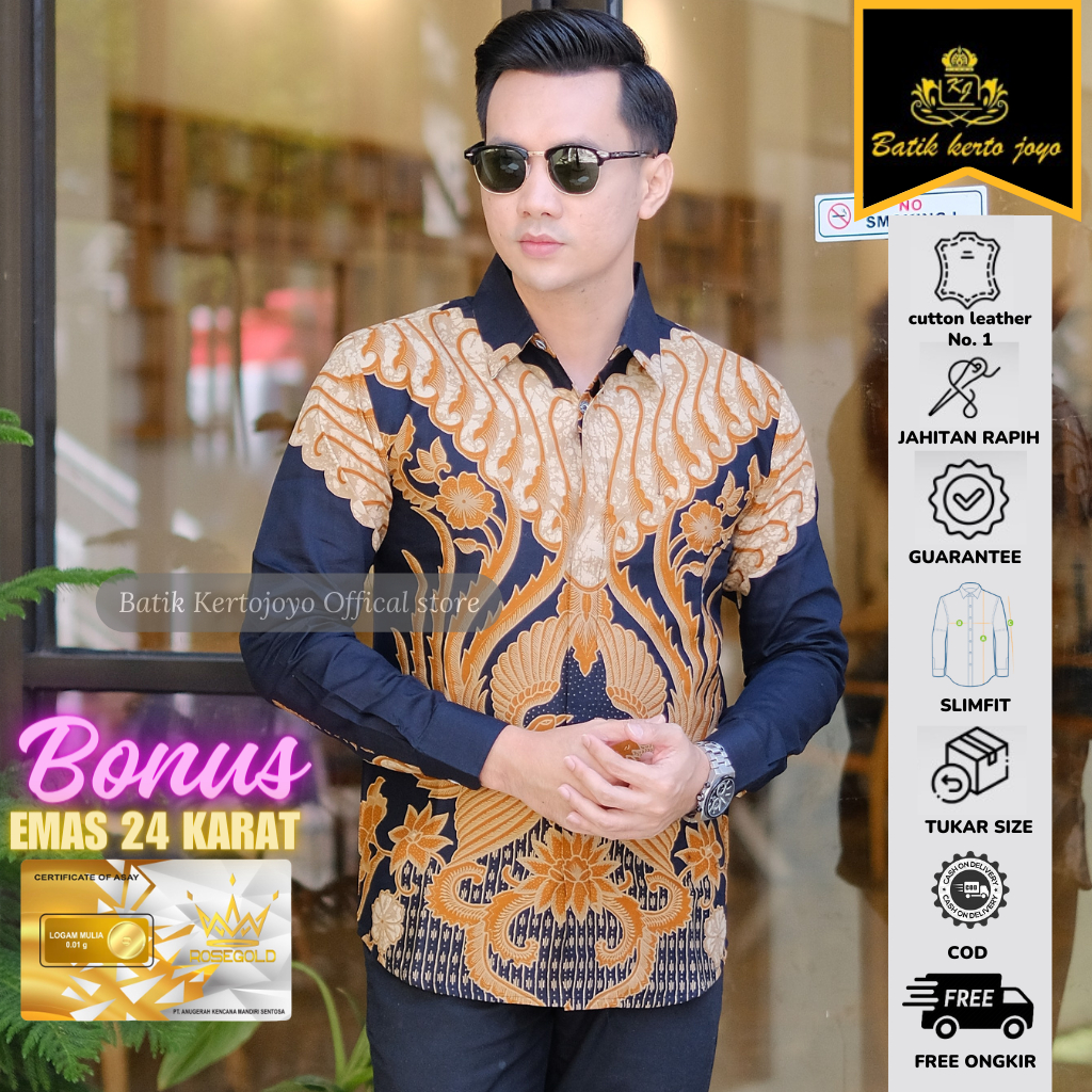 Baju Batik pria modern slimfit Batik Pria Lengan Panjang slimfit Kemeja batik pria Slimfit premium b