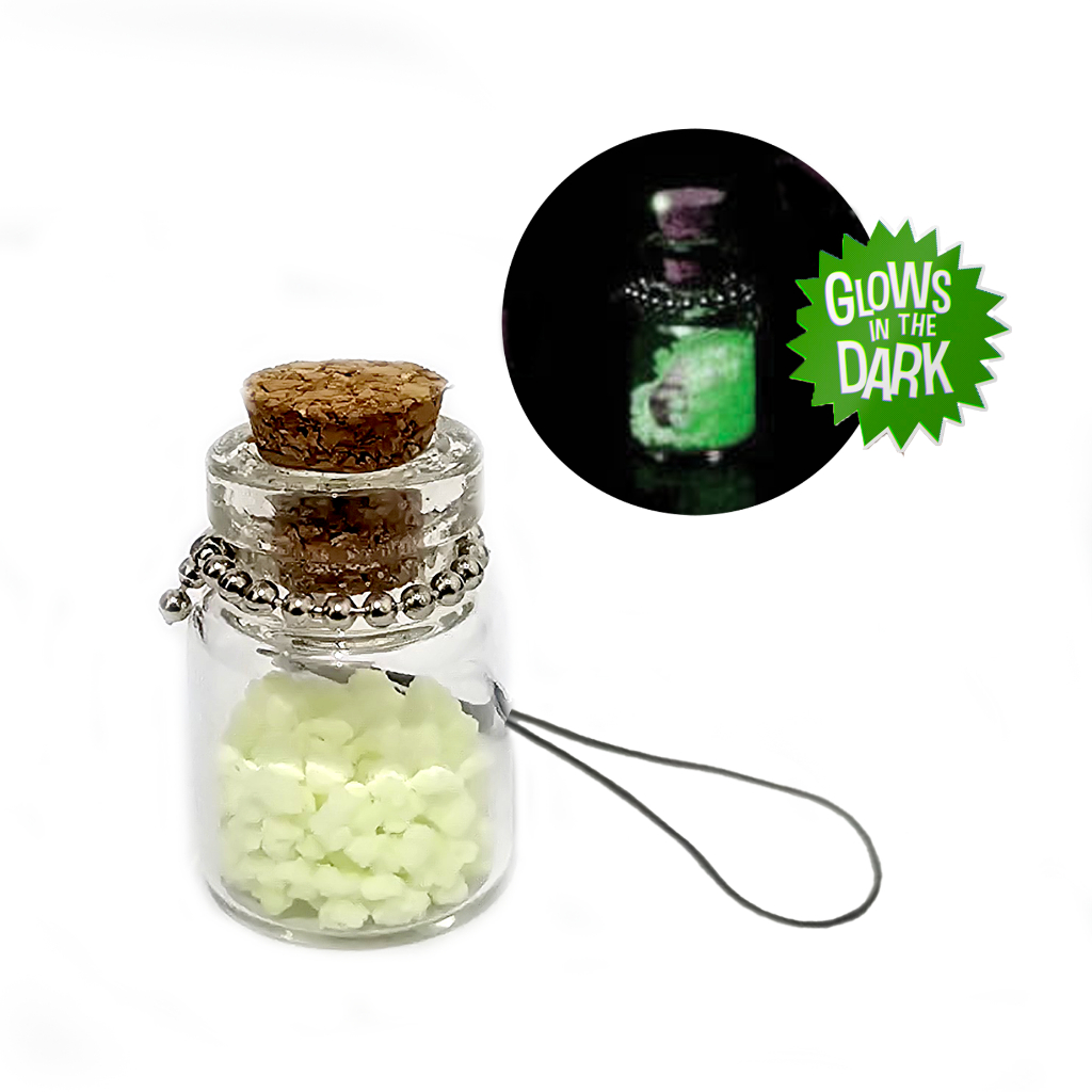 Gantungan HP bentuk botol kaca mini menyala dalam gelap