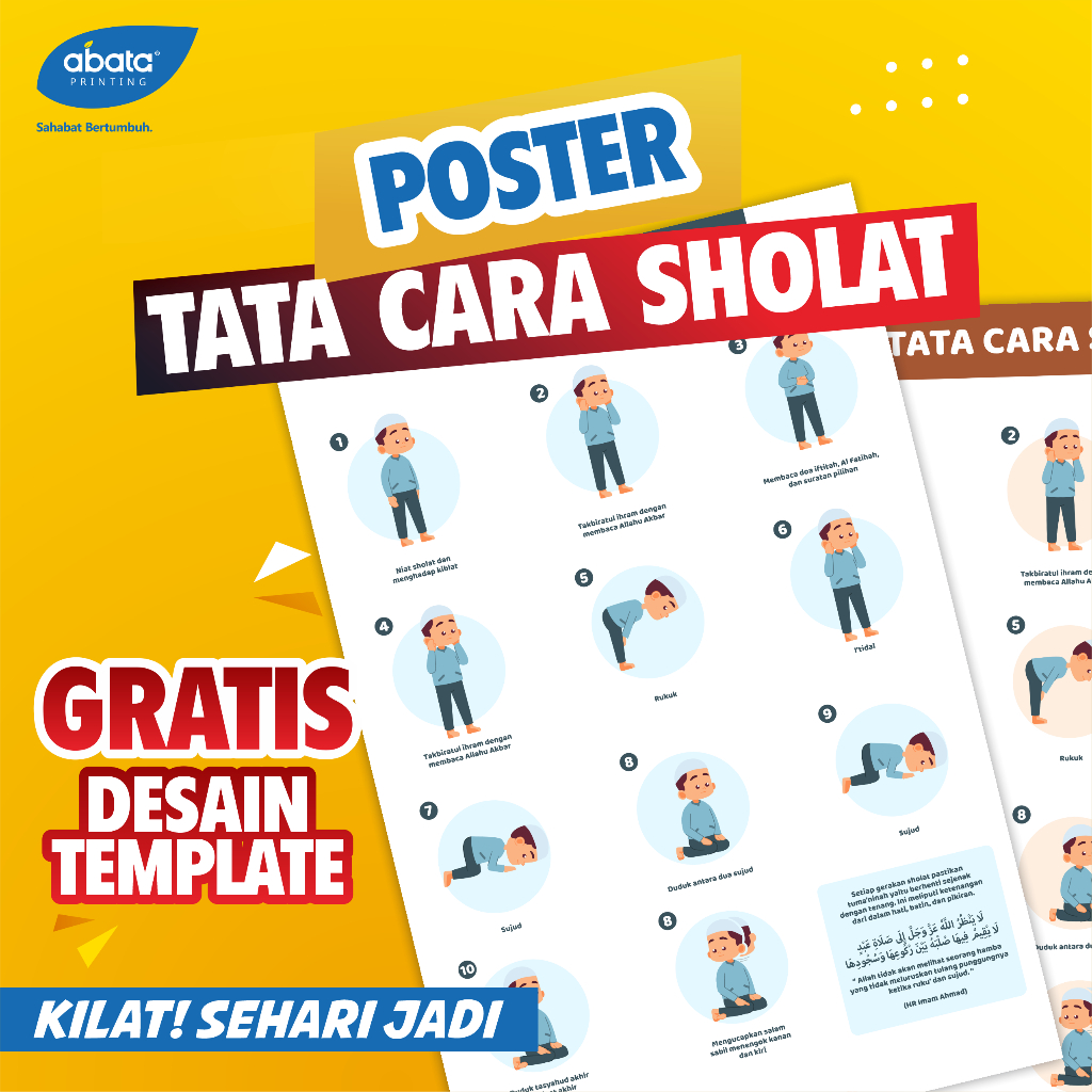 Poster Edukasi Anak Belajar Sholat  Untuk Pendidikan Belajar Anak Paud Tk Sd