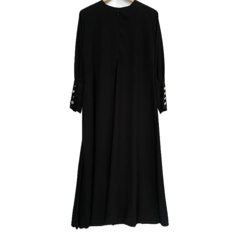 ABAYA NISRINA | ABAYA POLOS JETBLACK | ABAYA JETBLACK | GAMIS JETBLACK POLOS | ABAYA MANSET KANCING 