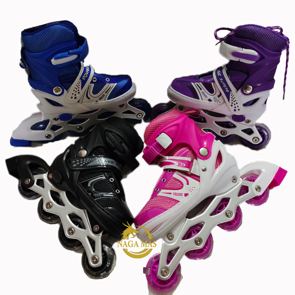 Sepatu Roda Anak POWER Superb Roller Skate, Roda Menyala, Roda bisa disesuaikan, ukuran Sepatu bisa 