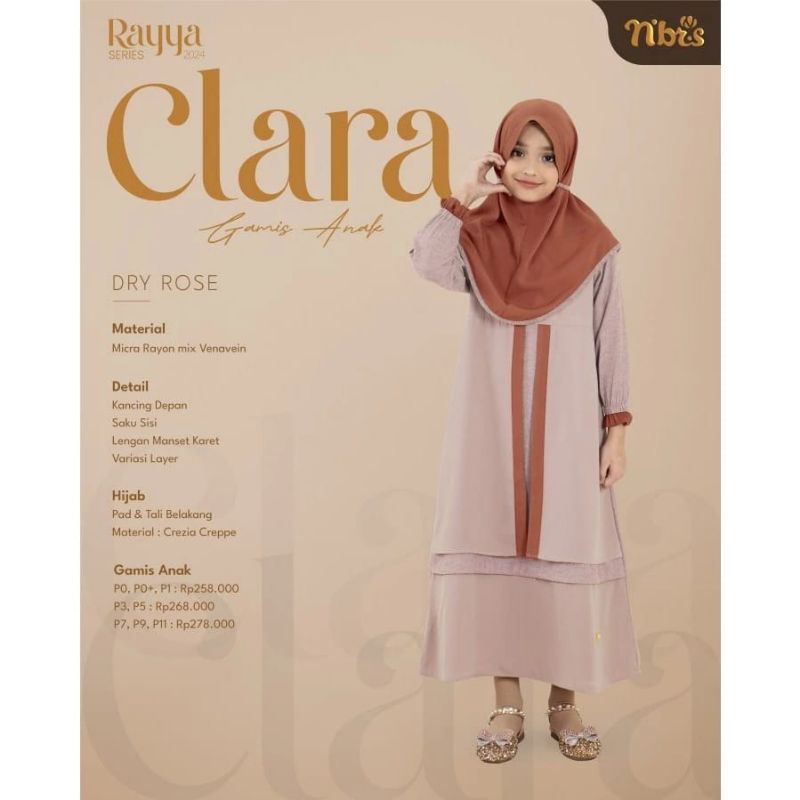 Nibras - Gamis Anak Clara Dry Rose  P9 | Gamis Anak Rose | Gamis Anak Hari Raya | Gamis Anak 9 - 10 