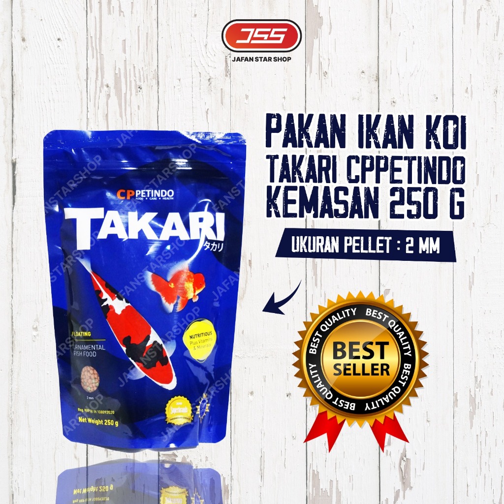TAKARI 250 gram 2mm Makanan Ikan Hias Mas Koi, Louhan, Cupang, Manfish dll