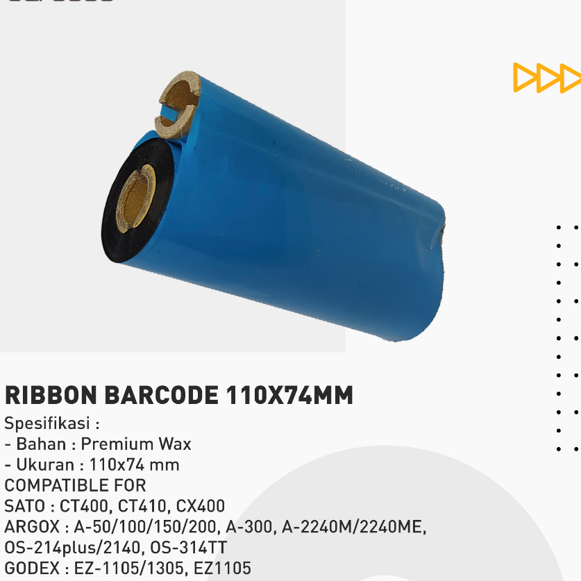 RIBBON BARCODE WAX 110 x 74 M / 110mm x 74m & RIBBON BARCODE 110X300M