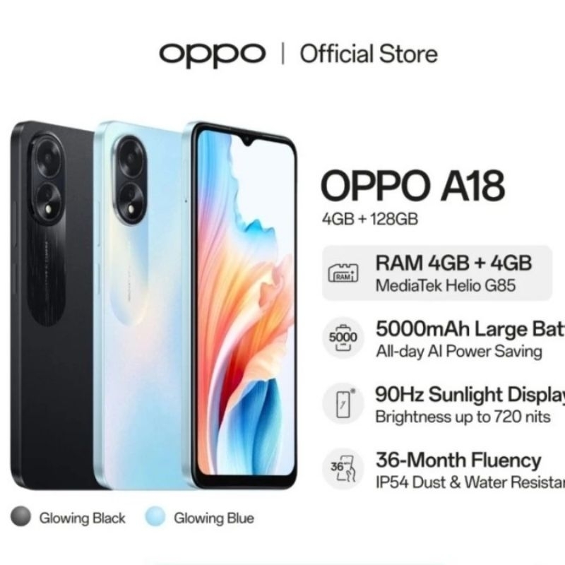 Oppo A18 Ram 4+4/128gb Baru