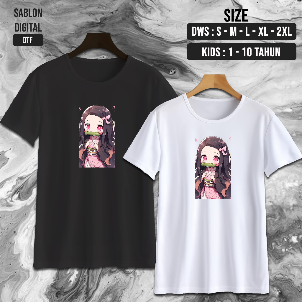NW0283 Kaos NEZUKO KAMADO / TSHIRT ANIME NEZUKO KAMADO / kaos NEZUKO COUPLE / Baju Kaos Oblong / Baj