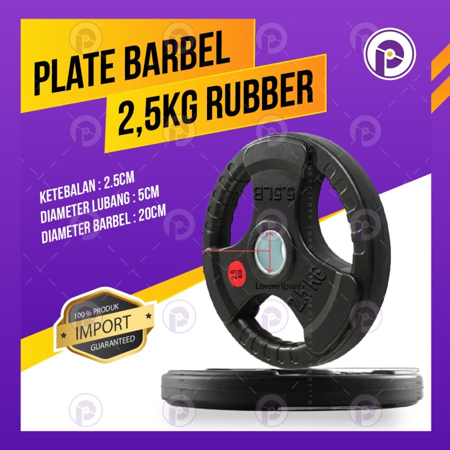 Plate Barbel 2,5KG Rubber Besi Beban Dumbell Karet Piringan Dambel 2,5 - Besi