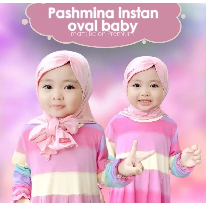 Jilbab Alena Anak Baby Pasmina Oval Segitiga Instan Jahit Dagu 0-3 Th ORI By Alena Hijab Kids