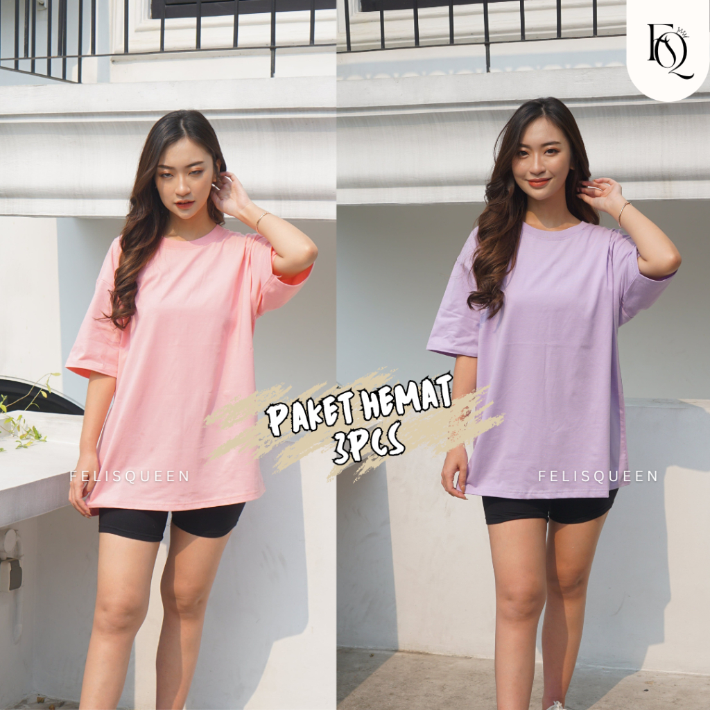 PAKET HEMAT 3PCS / PAKET 3PCS / KAOS POLOS OVERSIZE UNISEX / POLOS OVERSIZE T-SHIRT / BAJU KAOS OVER