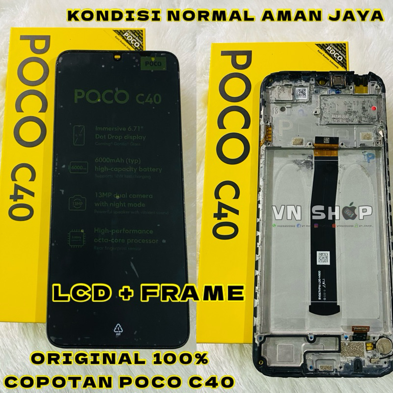 LCD + FRAME ORIGINAL 100% COPOTAN POCO C40 KONDISI NORMAL AMAN JAYA