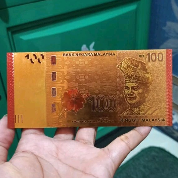 souvenir gold foil 100 ringgit Malaysia replika