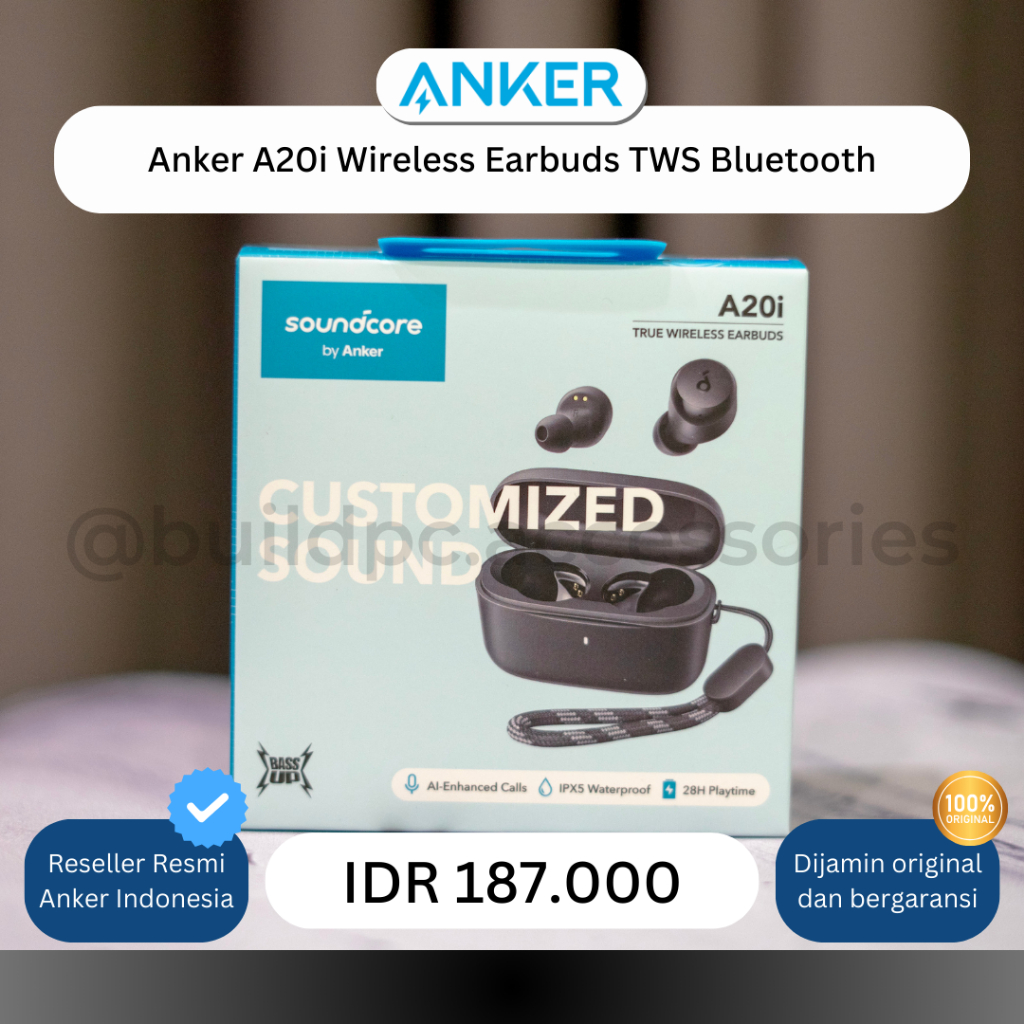 Soundcore A20i Black A20l Wireless Earbuds TWS Earphone Hitam Anker