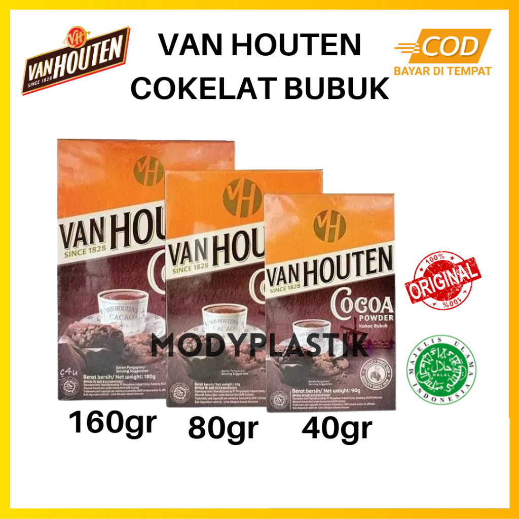 

[COD INSTANT] VAN HOUTEN Coklat Bubuk 40gr 80gr 160gr - VAN HOUTEN Cokelat Bubuk - Cocoa Powder