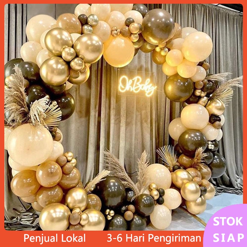 103 Balon Garland Garland Arch kit Balon Kopi Coklat Balon Telanjang Balon Emas Balon Netral Balon G