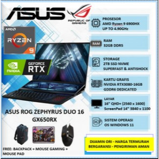 Laptop Asus ROG Zephyrus Duo 16 GX650RX Ryzen 9 6900HX RTX3080 16GB