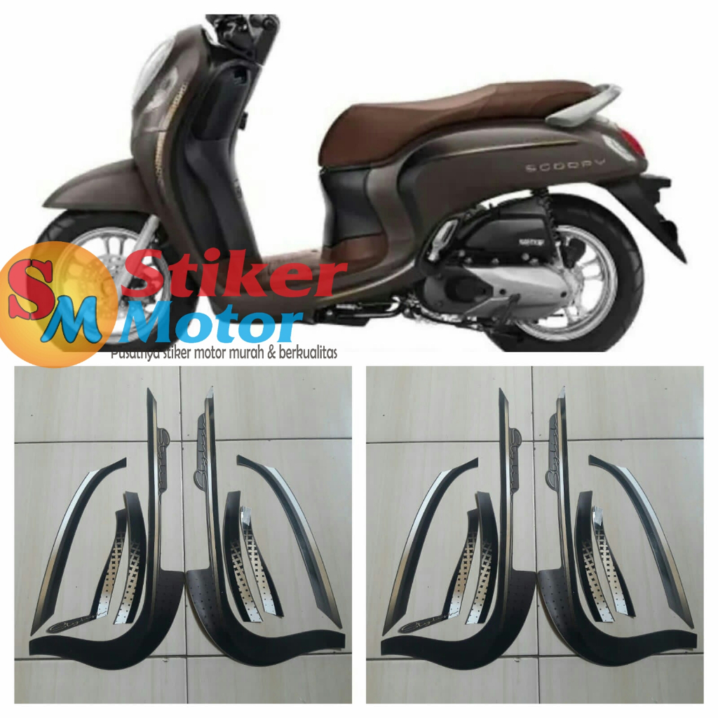 STRIPING STICKER LIS LES POLET BODY MOTOR SCOOPY STYLISH 2022 BROWN