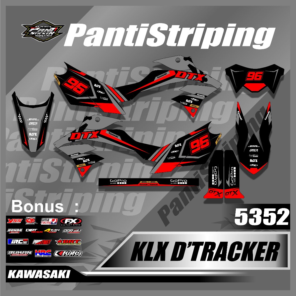 Striping Motor KLX D-TRACKER One Set kanan Kiri- sticker motor klx d-tracker All Variasi- sticker kl