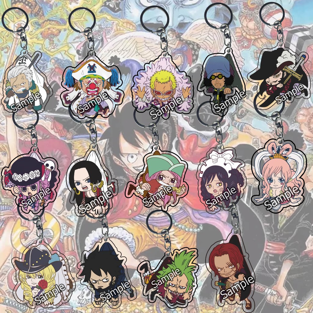 Gantungan Kunci One Piece Smoker Buggy Doflamingo Kuzan Mihawk Hancock Shank - Key Chain - Souvenir 