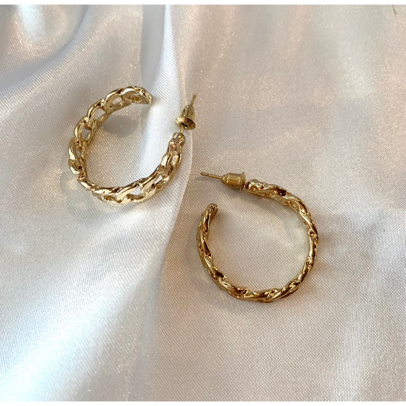 anting bulat rantai emas