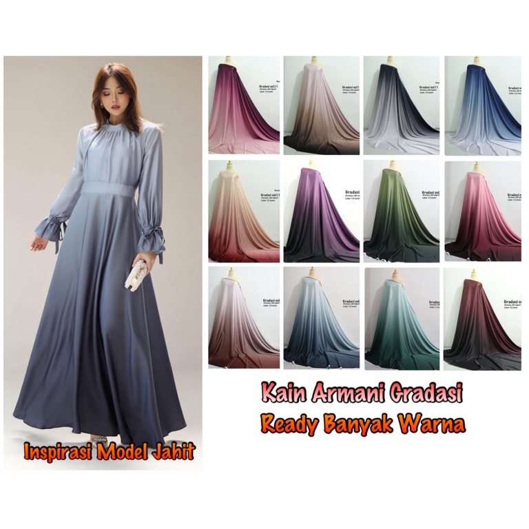 LNV751 Penjualan TerbaikCOD Bahan Kain Armani Silk Gradasi warna ombre Premium mewah  armani silk ar